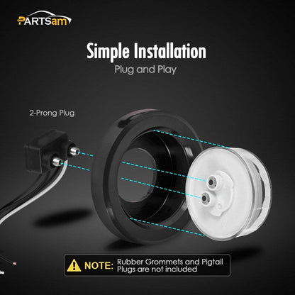 Partsam 2 Pcs Mini-Reflex Red Clear Lens Side indicator LED Marker + 1Pcs 2 Prong Continuous Wire Harness Roll