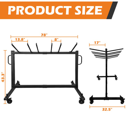 koretech Folding Chair Rack for 48 Chairs or 12 Tables, Folding Chair Cart with Wheels Heavy Duty, Chair Storage Dolly for Transport Organize Chairs