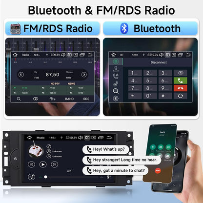 ASURE 3GB+32GB Android Car Stereo Radio for Dodge RAM/Chrysler 300/Jeep Grand Cherokee/Compass 2005 2006 2007 Cars,Car in-Dash GPS Navigation Head Unit Upgrade with Carplay Android Auto