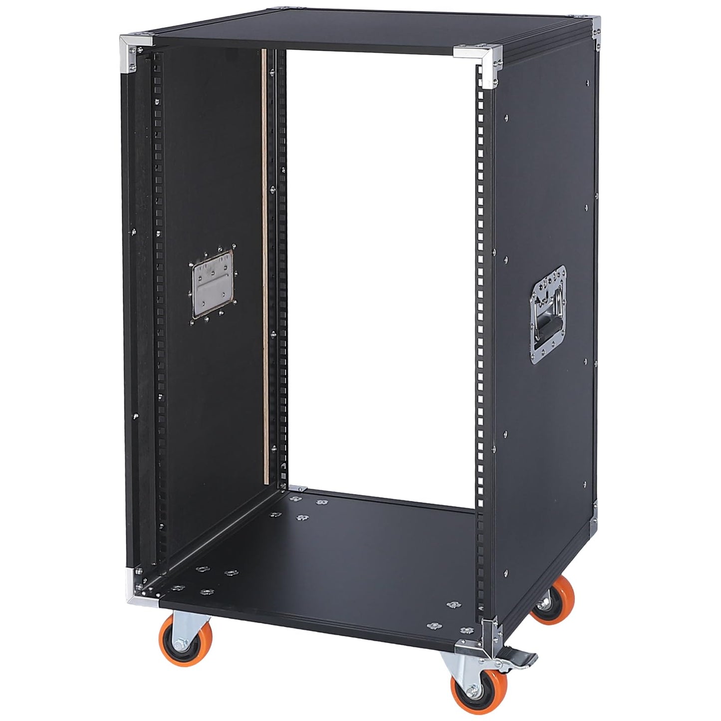 WikrOck Movable AV Gear Rack 16U 19in Mobile Floor Standing Network Device Storage Cabinet Stand - Audio Stereo Studio DJ Equipment Rack Server IT Data Devices Storage Cabinet with Castors