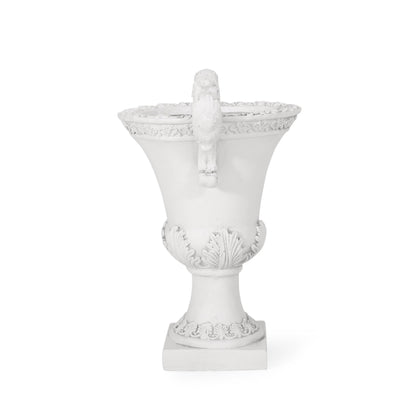 Garden Urn Planter – Roman Design, Faux-Stone Finish, Weather-Resistant for Indoor/Outdoor Use, Multi-Purpose Planter with Drainage Hole and Stopper