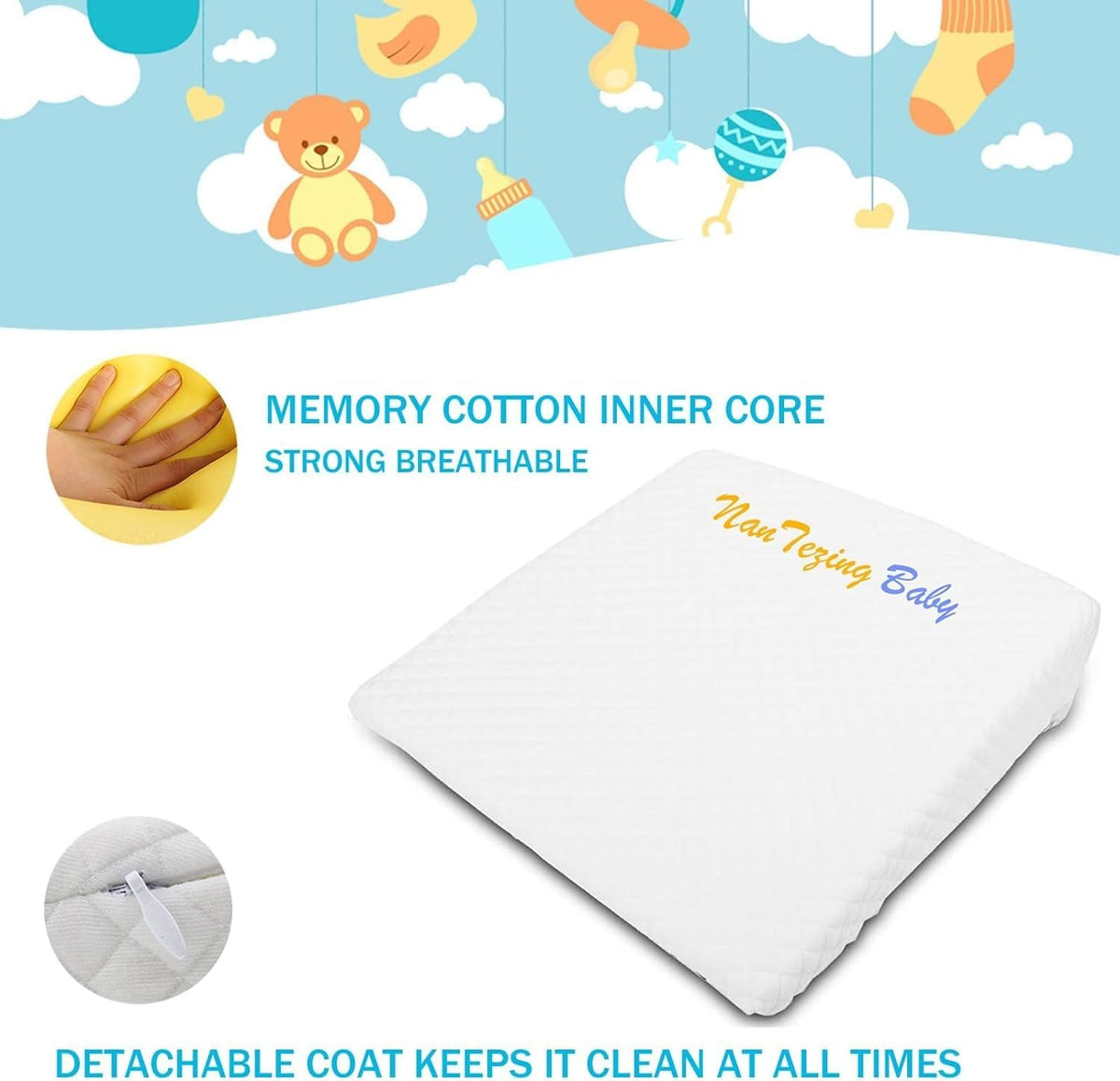 NAN TEZINGBABY Pillow,13.3 x 12.5 x 2.7 inches with Removeable Cover