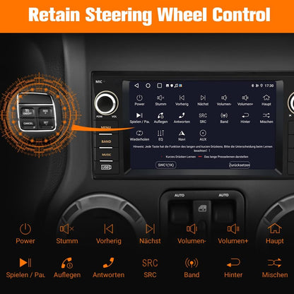 AWESAFE Car Stereo for Jeep Wrangler Jeep Patriot Compass Dodge Ram 1500 2500 3500, 7 Inch Android 13 Jeep JK Carplay Android Auto Bluetooth GPS Navigation Touch Screen Head Unit with Backup Camera