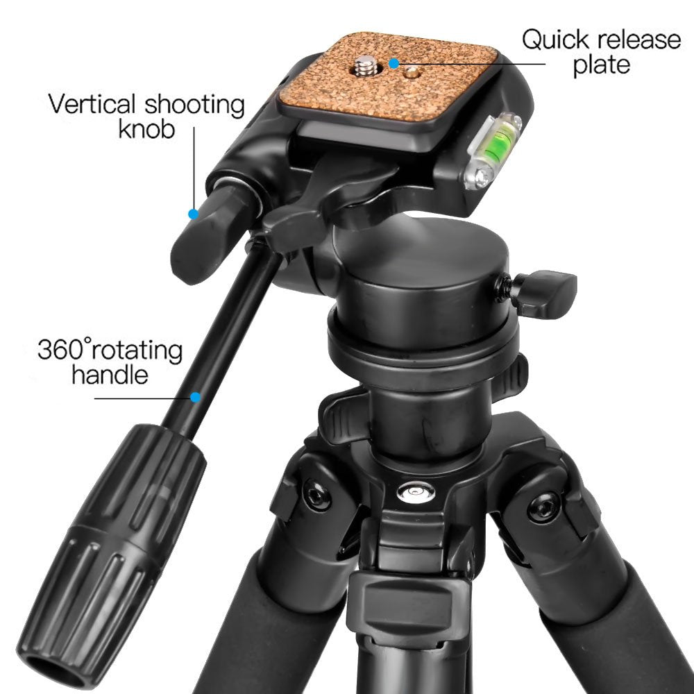 Gosky Tripod -Travel Portable Tripod for Spotting scopes, Binoculars, camcorders, or SLR Cameras (Pro (61-inch))