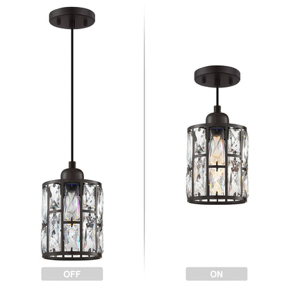 Dolaimy House 2 Pack Crystal Hanging Pendant Light Fixture, 5.3in Oil Rubbed Bronze, Model X3773BD1NI