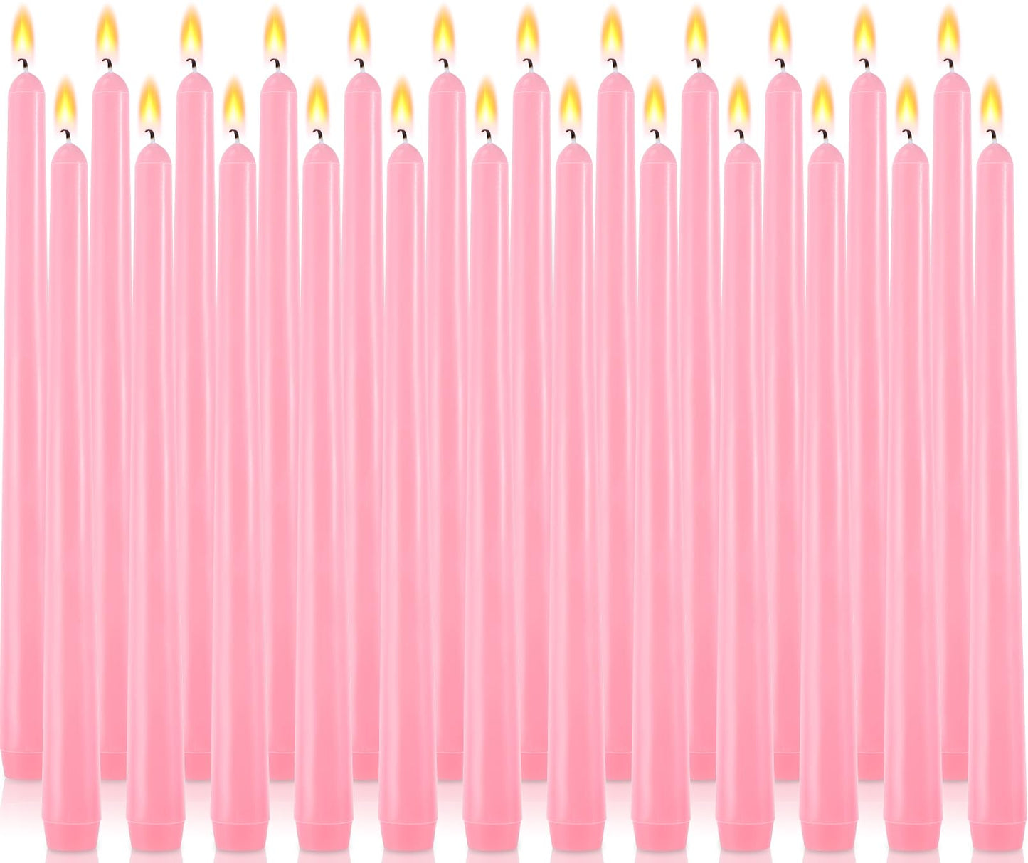 PIEMEET 24 Pack Taper Candles, 10 Inch Pink Tapered Candles, Unscented Tall Candlesticks, Smokeless & Dripless Long Taper Candle Sticks for Wedding Dinner Parties Home Decor(10 Hours Burn Time)