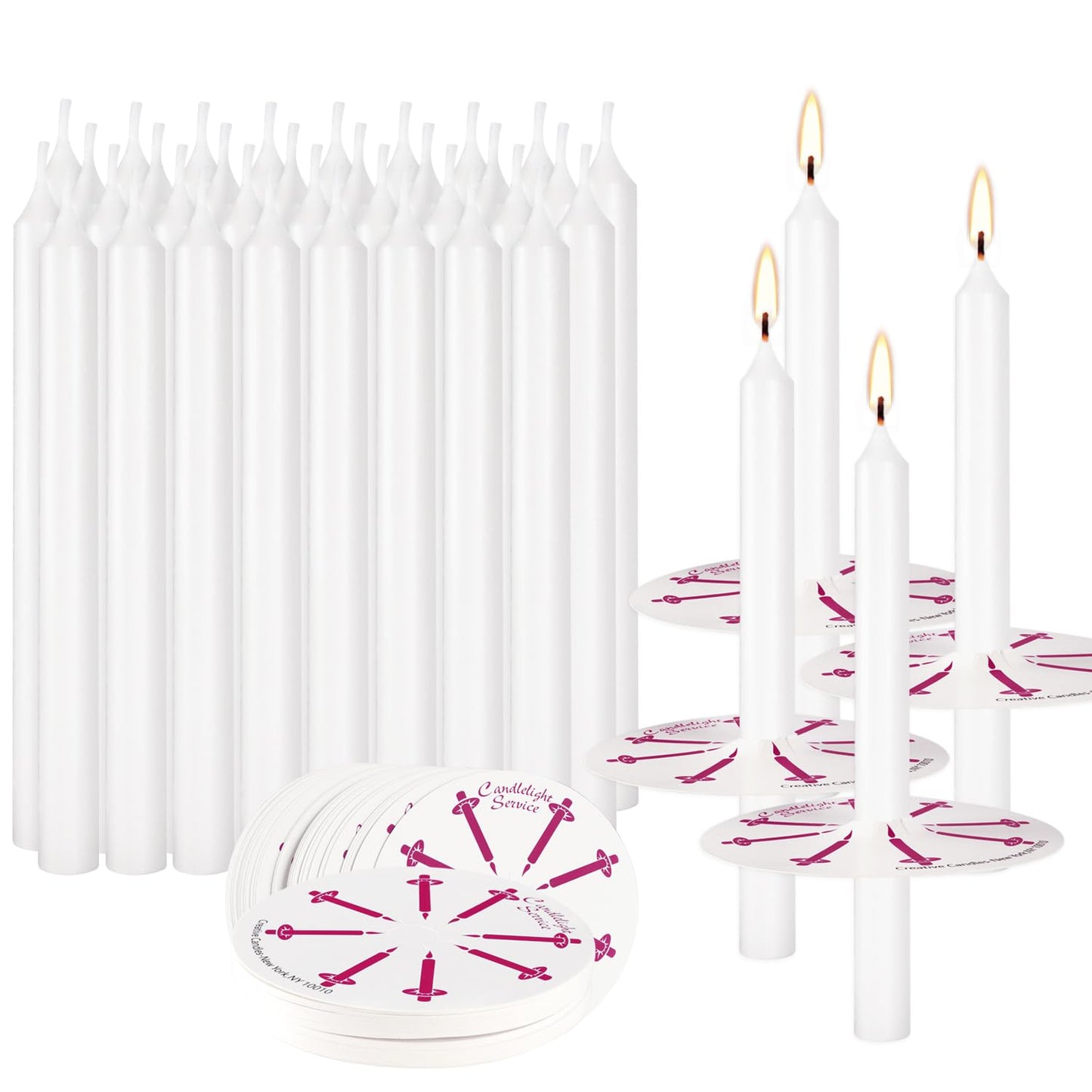 100Pack 4inch White Church Service Taper Candles with 3 Inch Paper Drip Catchers，Smokeless and Unscented | Ideal for Prayers, Vigil,Memorial Services, Religion,Shabbat, Prayer Candles