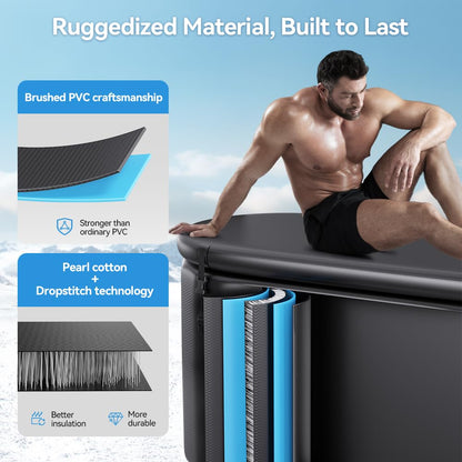 Upgrade Ice Bath Tub for Athletes XL 160 Gal - Water Chiller Compatible Cold Plunge, Athletes Recovery - Inflatable Ice Bath at Home Outdoor, Portable, Insulated Thermal Lid Cold
