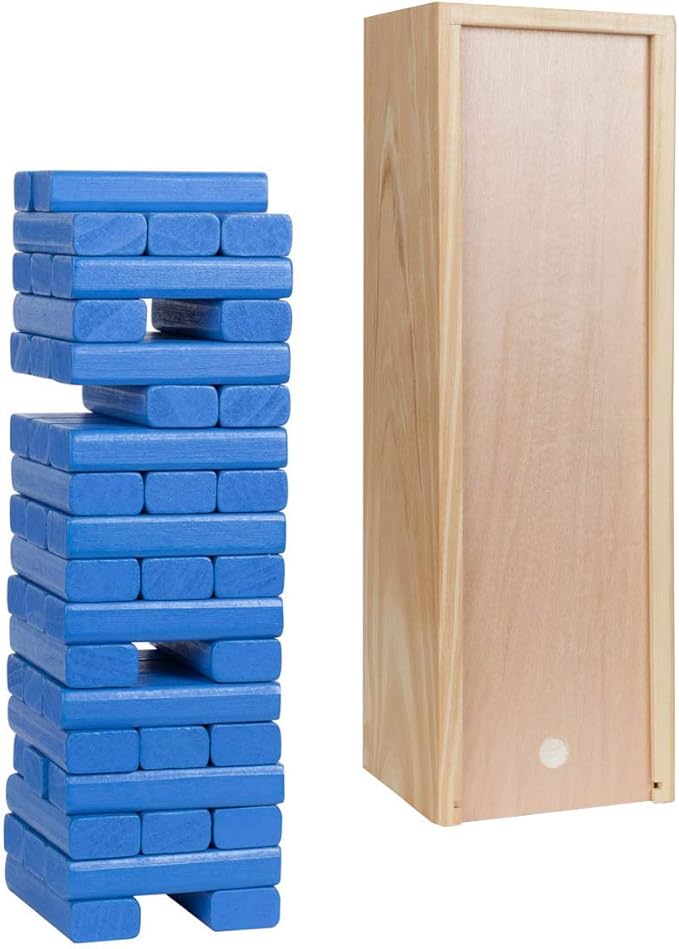 WE Games Wooden Block Stacking Party Game for Adults Tumble Tower Wedding Guest Book Alternative Tabletop Games Includes Storage Case 12 inches