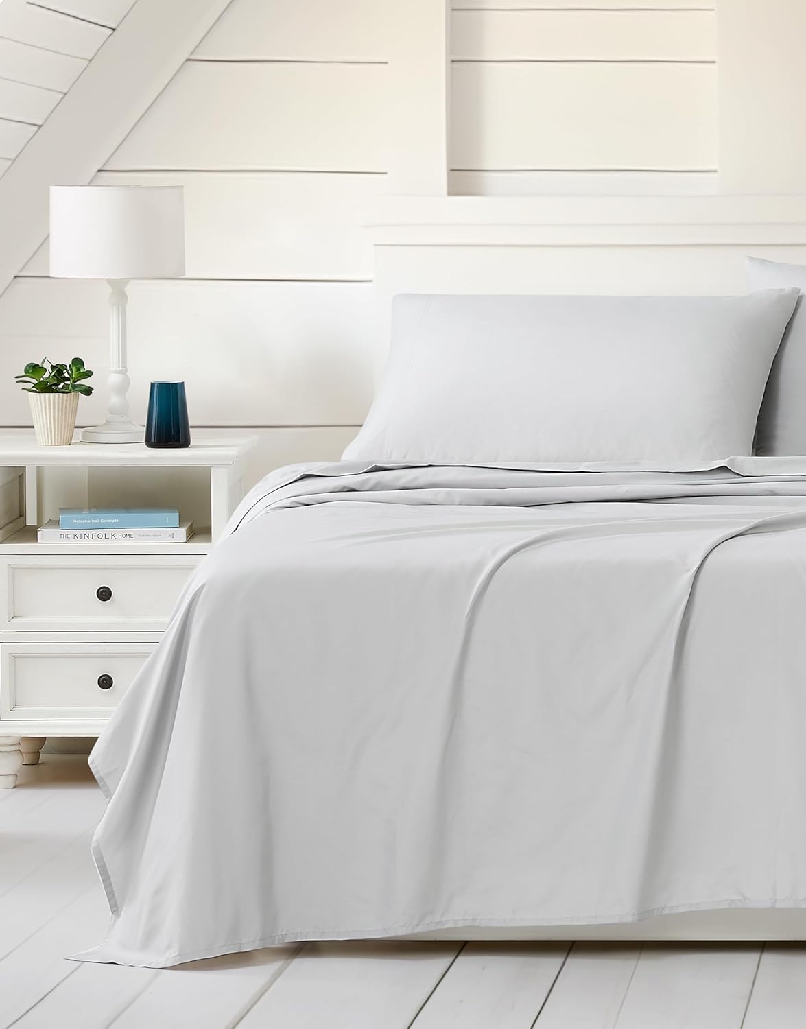 Linen Closet Luxury Cotton Blend 3-Piece Sheet Set, Twin XL, Light Gray