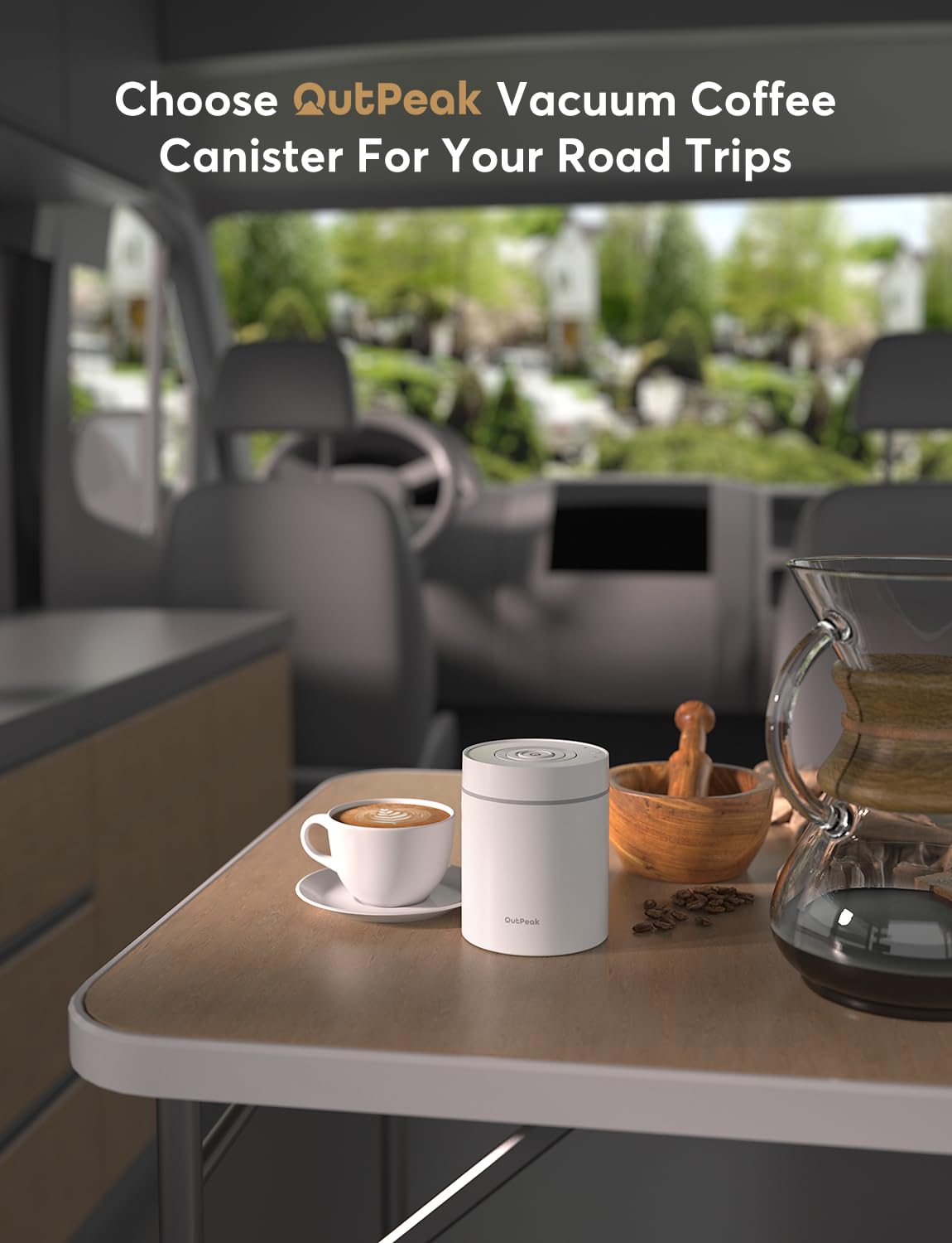 OUTPEAK Auto Vacuum Coffee Canister: 1.5L for 17.6oz, 0.5L for 4.6oz Coffee Beans (Set of 3)