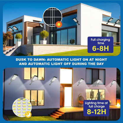 Cenfmltd Solar Lights Outdoor Waterproof 6 Pack, Solar Flood Street Lights Dusk to Dawn Motion Sensor 6500K LED Security Outdoor Lights with Remote Control for Patio Barn Yard Garage Garden