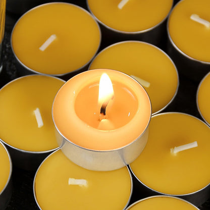32 Packs Beeswax Tealight Candles,Natural Beeswax Tea Lights Candle in Aluminum Cups,4-5 Hour Burn Time,Unscented Smokeless Candles
