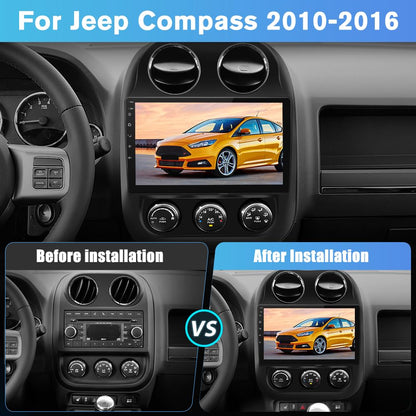 AWESAFE [4Core+64GB] Android Car Stereo for Jeep Patriot Compass 2010 2011 2012 2013 2014 2015 2016, 10" Touch Screen Radio for Jeep Compass with CarPlay Android Auto GPS 5GWiFi Included Camera