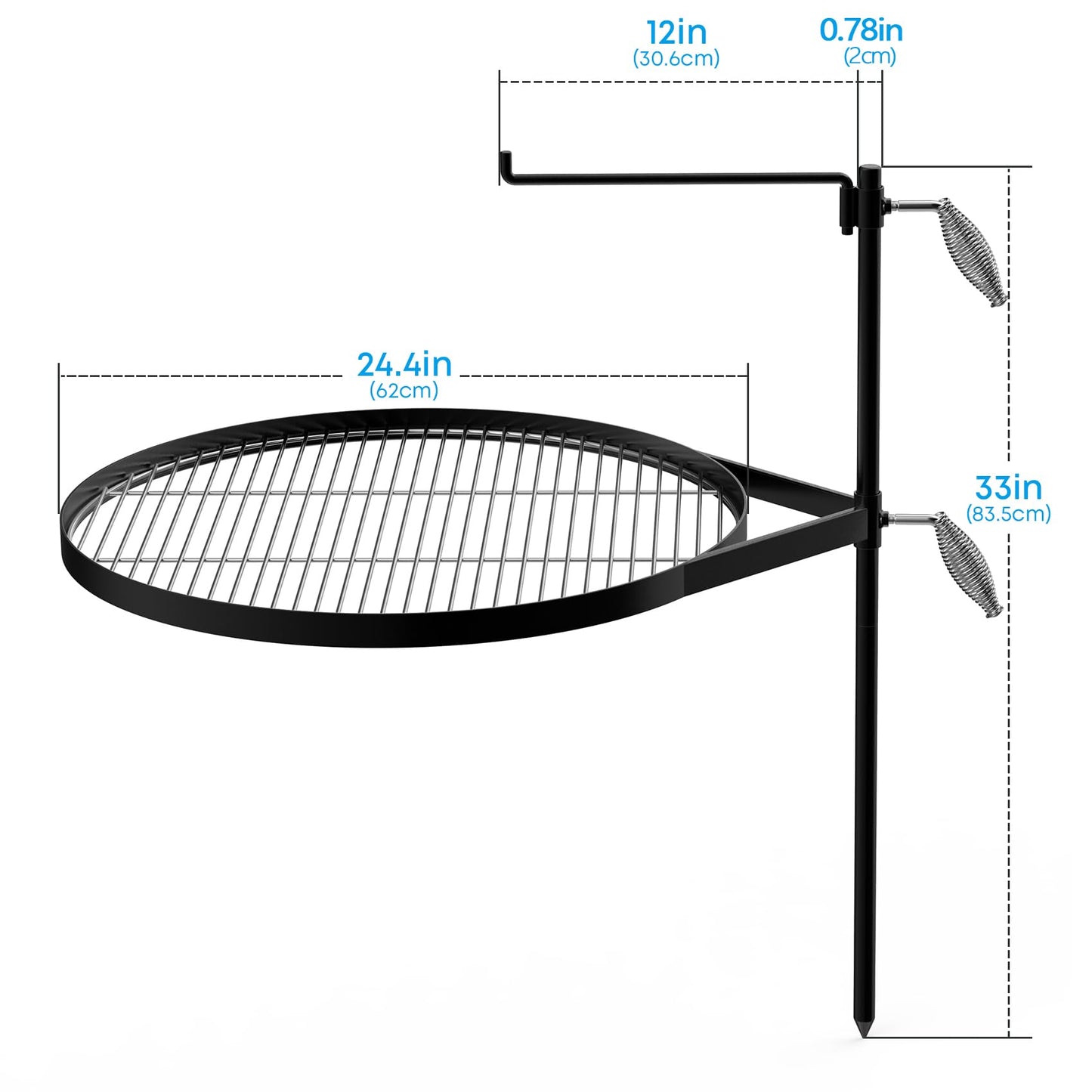 Stanbroil Fire Pit Campfire Grill Grate - Stainless Steel Swing Cooking Stand BBQ Grill, Portable Campfire Barbecue Rack for Outdoor Open Fire Cooking Camping