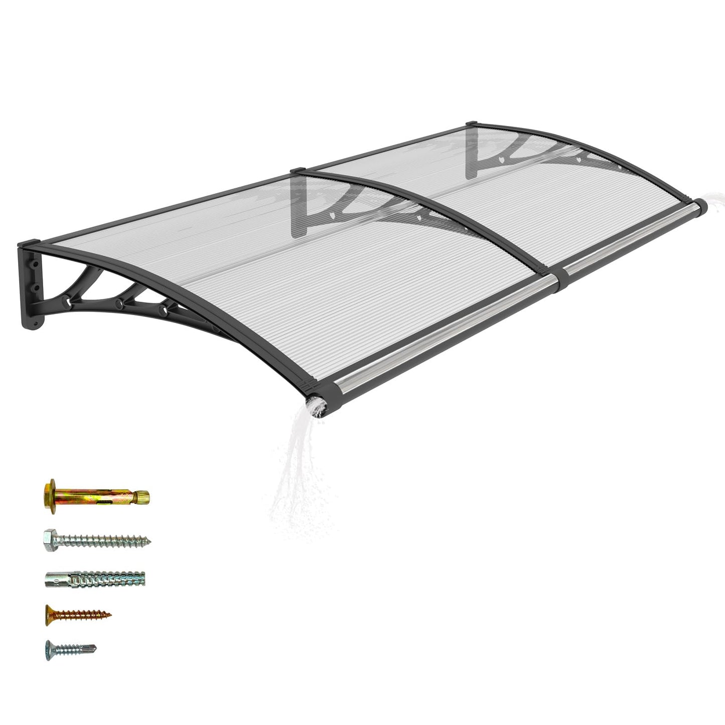 JYJNHOME Window and Door Awning Exterior,40x60 Inch Polycarbonate Spliced Outdoor Overhang Canopy with Drainage,UV/Rain/Snow/Sunlight Protection,Awnings for Outside,Patio,Porch,Deck,House Entrance