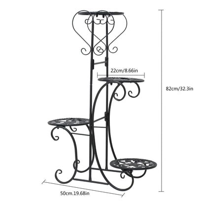 WUSILILU Plant Stand Indoor Tall, 4 Tier Metal Flower Pot Display Shelf Black Multilayer Flower Holder Rack Corner Organizer for Patio Orchid Office Porch Living Room Garden Balcony
