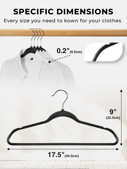 SMARTOR Heavy Duty Plastic Hangers - 50 Pack Slim Non-Velvet Clothes Hangers with 360° Swivel Hook | Black