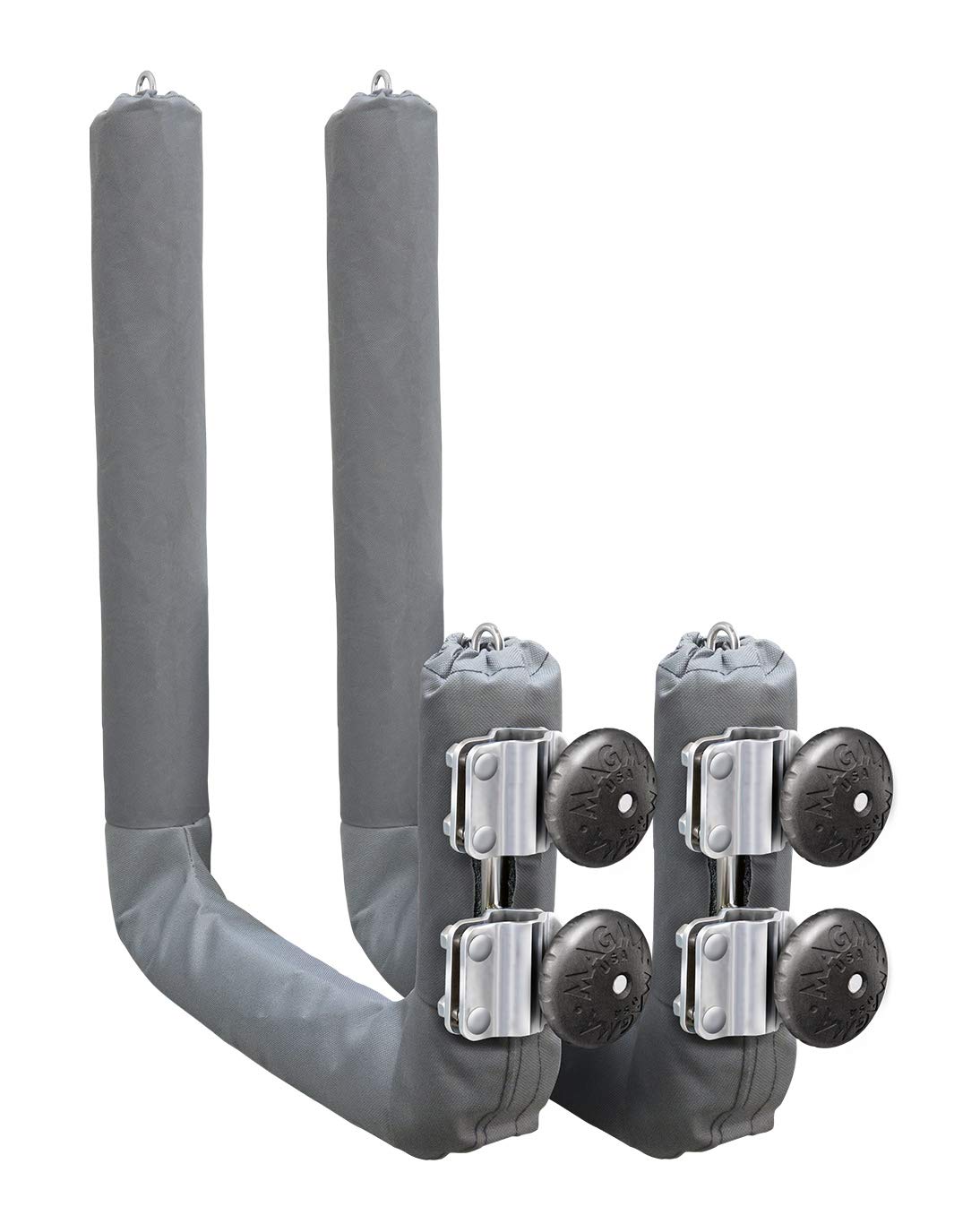 Magma Kayak/SUP Boat Rack R10-626 - 304 Stainless Steel Storage for Kayaks & Paddle Boards - Fits Standard Round Rail - Includes Padding & Tie-Down Points - Quick-Release Knob System