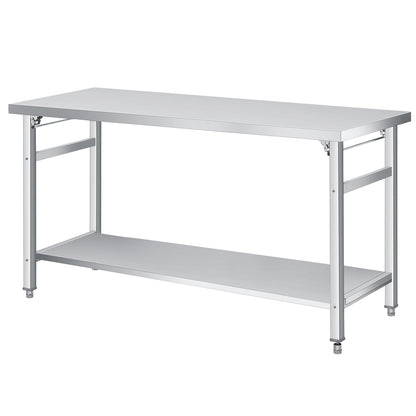 GAOMON 60" Folding Stainless Steel Table, 920 LBS Commercial Worktable Workstation with Undershelf for Prep & Work, NSF Stainless Steel Kitchen Island for Home Kitchen Restaurant Garage Warehouse