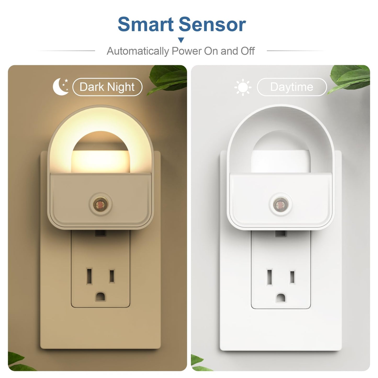 6 Pack Night Light Plug in, White LED Nightlights with Smart Dusk to Dawn Sensor, Plug into Wall Nightlights Suitable for Bedroom, Bathroom, Hallway, Kitchen, Stairs, Kids, Adults