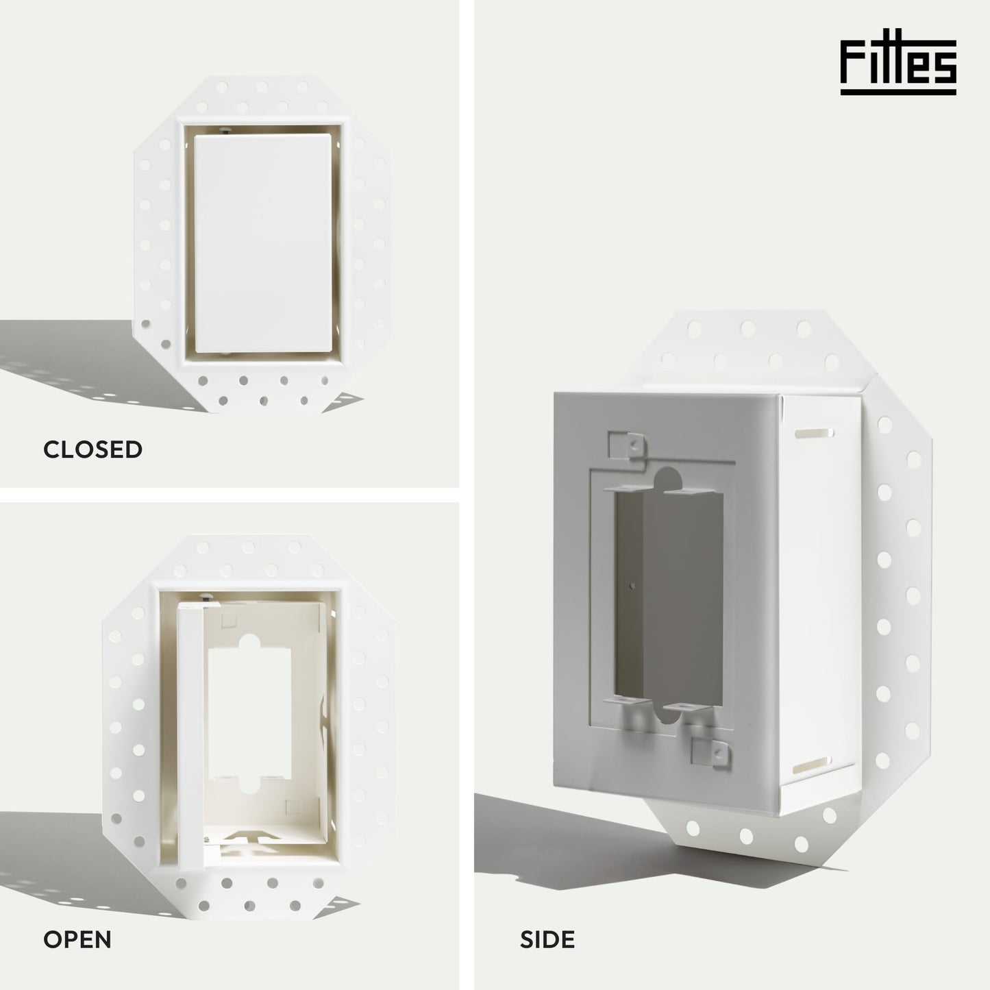 Fittes Flush Drywall No-See Receptacle Mount [Luxe] - 1 Gang - Satin White