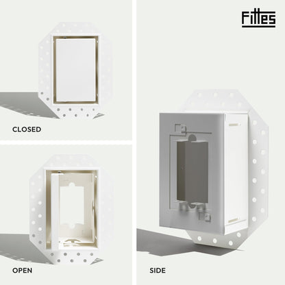 Fittes Flush Drywall No-See Receptacle Mount [Luxe] - 1 Gang - Satin White