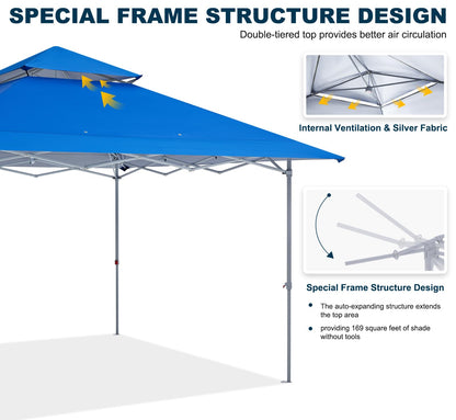 MASTERCANOPY 13x13 Pop-Up Canopy Tent Instant Shelter Outdoor Canopy with Wheeled Bag (Blue)
