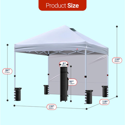 CLAETF 10x10 Pop Up Canopy Tent,10X10FT (White, 10x10FT)