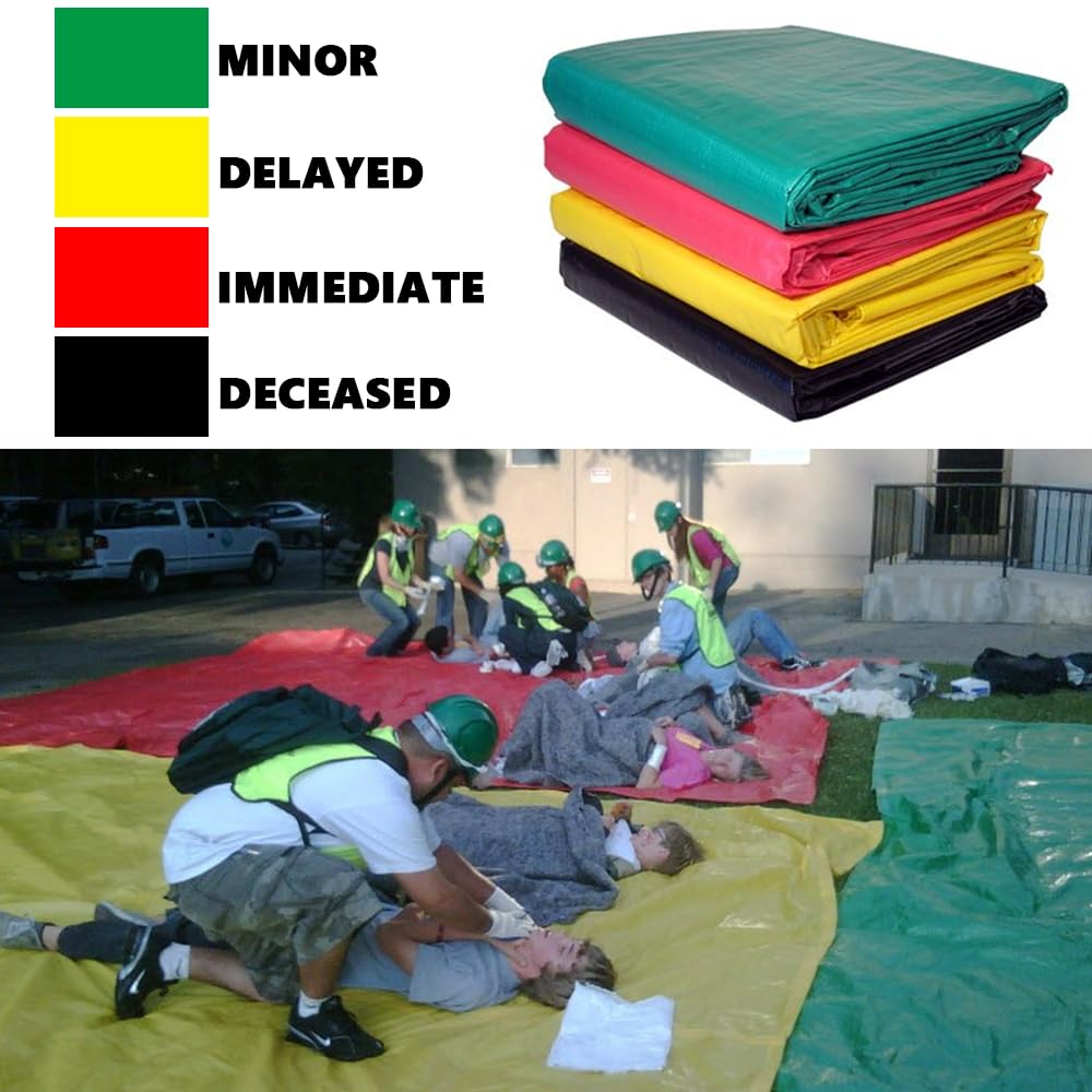 Emergency Triage Tarps – Mini Treatment Area Set of 4 for First Aid & Emergency Response (Red, Yellow, Green, Black)