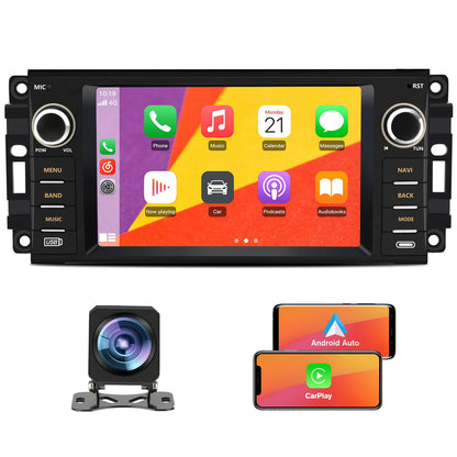 AWESAFE Car Stereo for Jeep Wrangler Jeep Patriot Compass Dodge Ram 1500 2500 3500, 7 Inch Android 13 Jeep JK Carplay Android Auto Bluetooth GPS Navigation Touch Screen Head Unit with Backup Camera