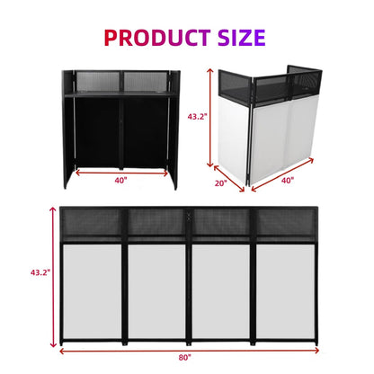 COZONY Portable DJ Facade Booth, 40"L x 20"W x 43.2"H, Black Metal Frame DJ Table with Adjustable Feet