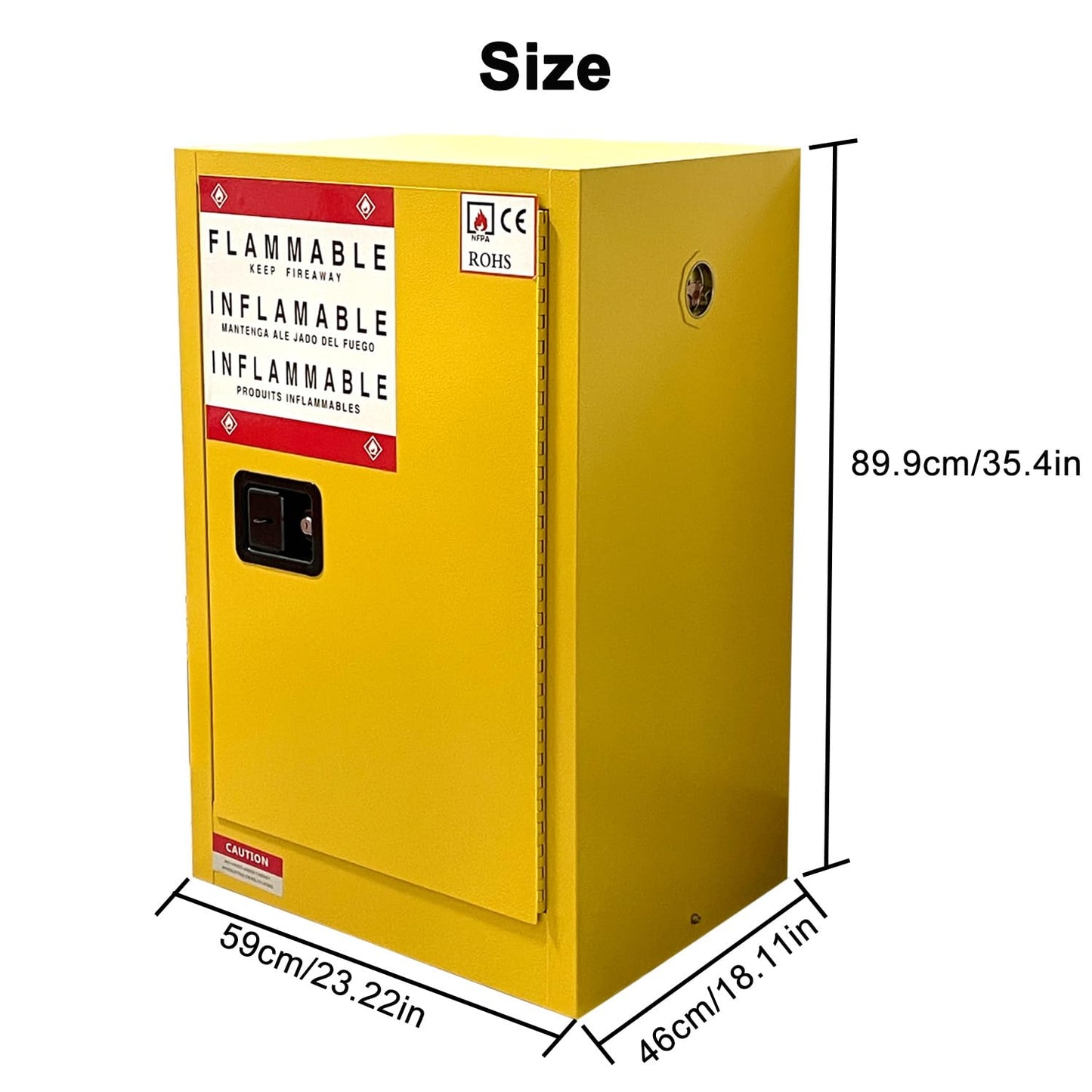 koxuyim Hazardous Storage Cabinets, 18.1" Dx23.2 Wx35.4 H, Industry Safety Cabinet, Dangerous Storage Explosion Proof Cabinet, 2 Adjustable Galvanized Steel Shelf,(5.3 c.f. - Inside Volume)