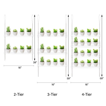 Sumerflos 2-Tier Acrylic Window Boxes Plant Shelves for Window of Kitchen, Bedroom, Living Room, 16 Inch Wall Flower Double Hanger Boxes Adjustable Hanging Shelves for Indoor Plants, Succulents