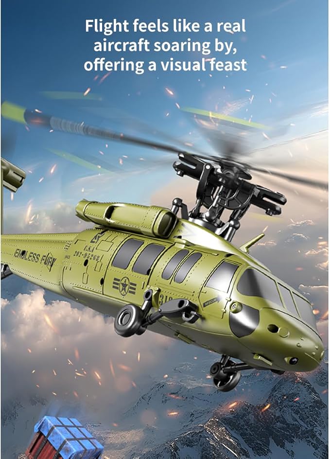 UH-60 2.4G 5CH Flybarless Scale RC Helicopter Model with Barometric Altitude Hold Optical Flow Positioning One-Key Inverted Flight (RTF)
