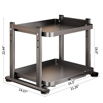 PureBox Adjustable Height Microwave Stand, Heavy Duty Metal Kitchen Appliance Shelf with Slide Out Storage for Air Fryer, Coffee Maker & Small Appliances