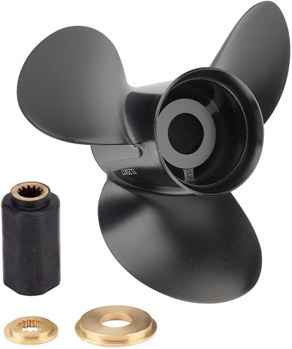 MiBarco 13 1/4x17 Upgrade Aluminum Boat Propeller for BRP,Johnson,Evinrude,OMC Stern Drive 40-140HP 13 Spline 13.25Diax 17Pitch Replace OEM 765183 Rh(Hub Kits Included)