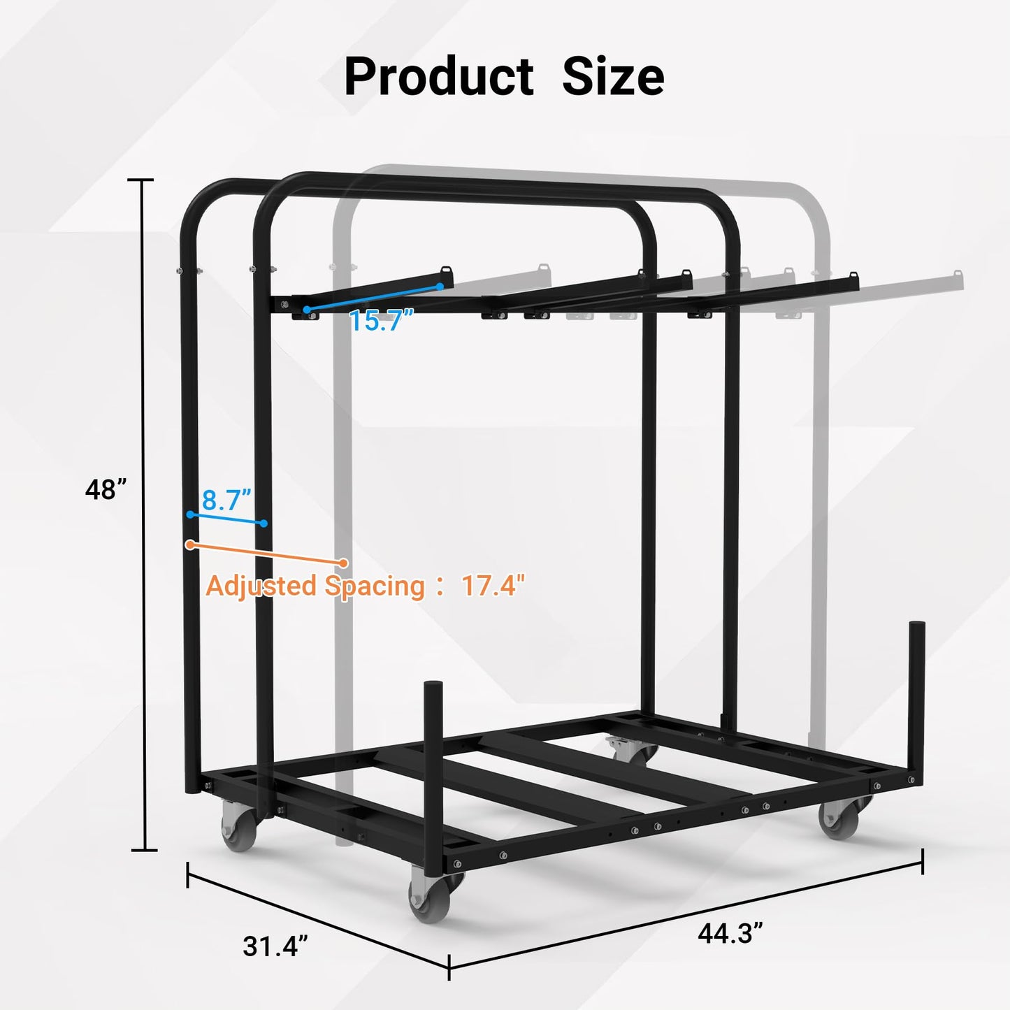 Eastrexon Updated Folding Table and Chair Rack Cart (Holds 10-16 Chairs & 4-8 Tables), Powder Coated, Perfect for Party, Hotel, Factory, Warehouse, 44.3" L x 31.4" W x 48" H