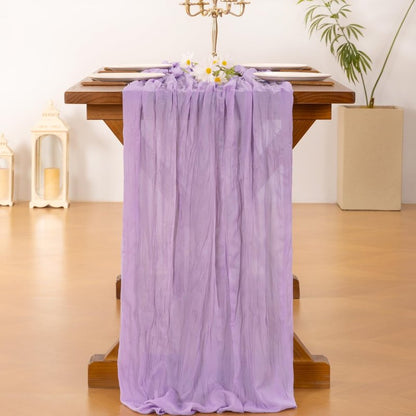 Socomi 6pcs Lilac Purple Lavender Cheesecloth Table Runner Summer Boho Rustic Gauze 120 inch 10FT Cheese Cloth Sheer Runner for Wedding Party Baby Shower Birthday Home Decor Holiday Decorations