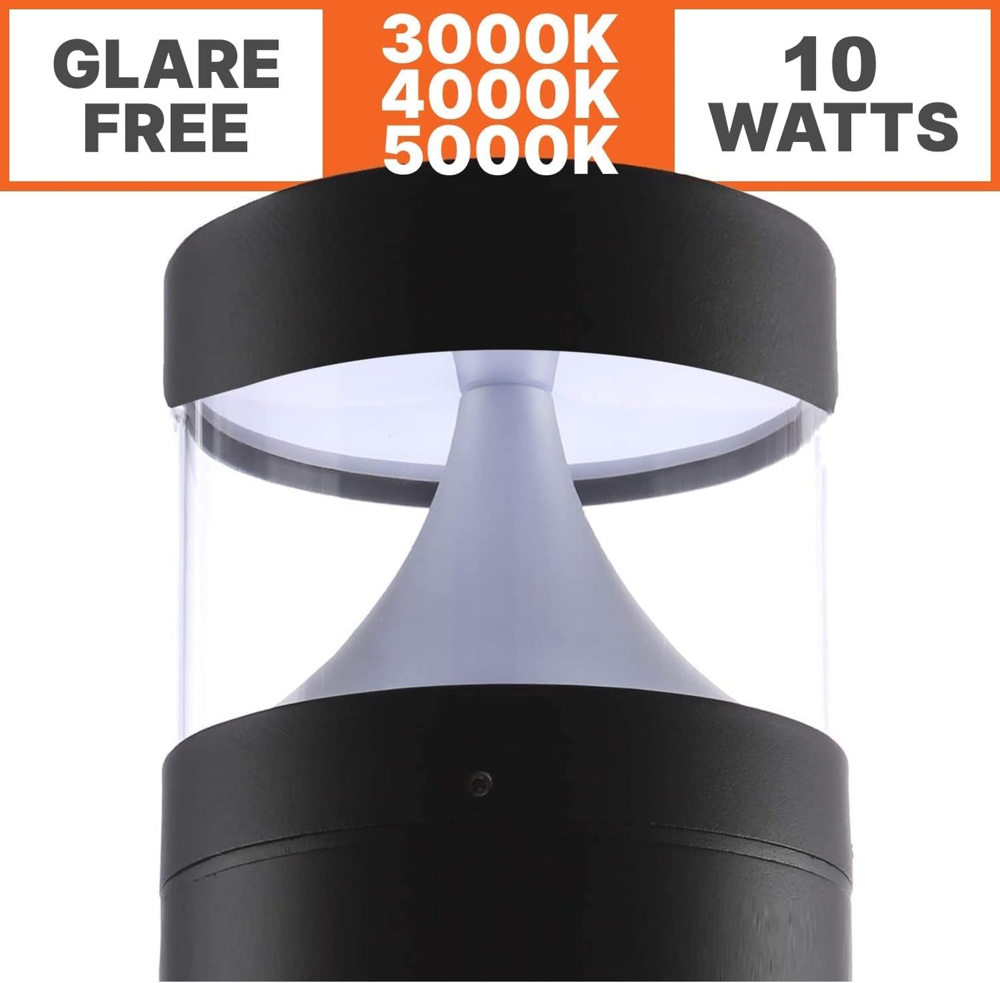Lighting Labs LED Bollard Landscape Light 4.7" Diameter, 10W, 39" Height, 3CCT 3000K/4000K/5000K, 120-277V Outdoor Pathway & Garden Light, IP65 Waterproof, for Driveways & Commercial Landscape