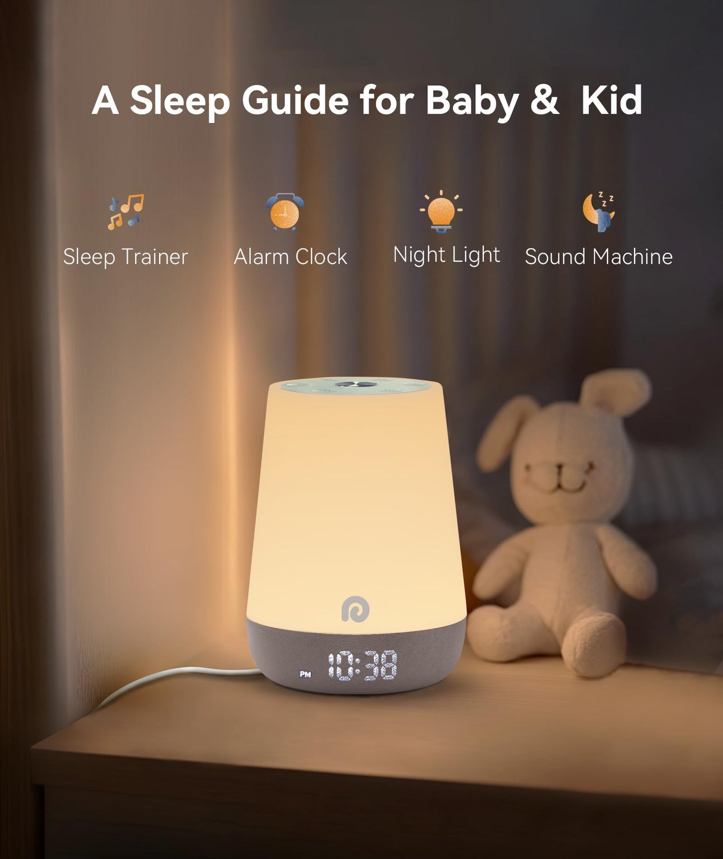 Dreamegg Sound Machine Baby - White Noise Sound Machine Baby With Night Light, Ok to Wake Alarm Clock, 34 Soothing Sounds, Sleep Trainer, Routine Builder, App Control for Kids Nursery Sleeping Bedroom