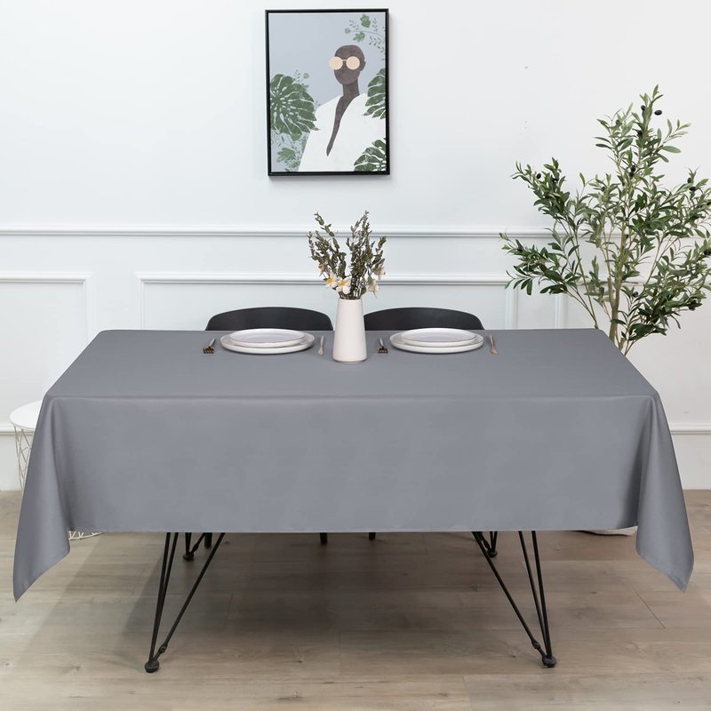 sancua Rectangle Tablecloth - 54 x 108 Inch - Stain and Wrinkle Resistant Washable Polyester Table Cloth, Decorative Fabric Table Cover for Dining Tables, Buffet Parties and Camping, Light Grey