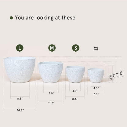 LA JOLIE MUSE 14.2/11.3/8.6 Inch Planters,Indoor/Outdoor White Planters Set of 3,Plant Container with Drain Holes,Flower Pots for Patio and Deck