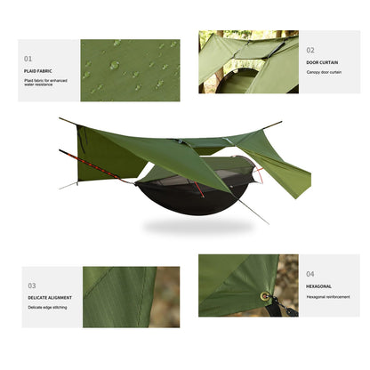 3-in-1 Camping Hammock Tent with Rain Fly, Quick-Zip Door & Curved Poles – Lightweight Shelter with Mosquito Net