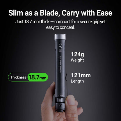 NEXTORCH TA70 EDC Tactical Flashlight,Flat Flashlight Rechargeable,3500 Lumens Tactical/Duty Dual-Switch LED Slim Flashlight with Stainless Clip for Outdoor Daliy Use Emergency