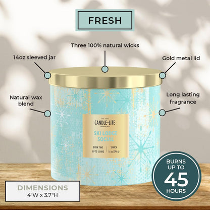 Candle-lite Holiday Scented Candles, Apple Blossom with Lavender, 14 oz 3-Wick Jar Candle, Proudly Poured in the USA, Christmas Home Decor Candle, 45 Hours of Burn Time, Holiday Gift for Men and Women