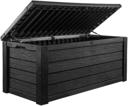 Keter Westwood 150 Gallon Outdoor Storage Box - Durable Resin for Patio Furniture & Garden Tools | Dark Grey