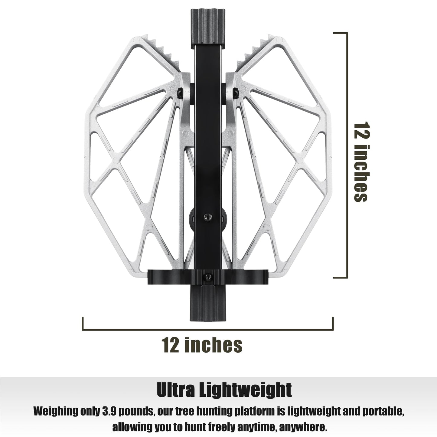 NatureBlend Tree Stand Safety Rope Hunting Platform, 12"x12" Die-Cast Aluminum Saddle Hunting Platform, Silent Adjustable Tree Saddle Platform