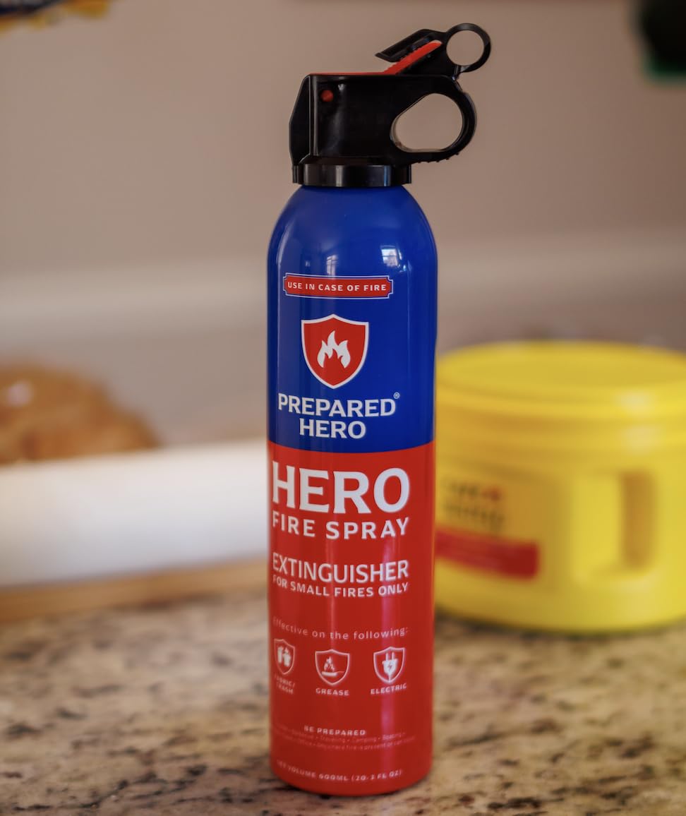 Prepared Hero Fire Spray - Mini Fire Extinguishers for House, Car, Garage - Kitchen Small Fire Extinguisher for Home, 100% Organic - Compact, Portable & Easy to Use, Non-Toxic - 8 Pack