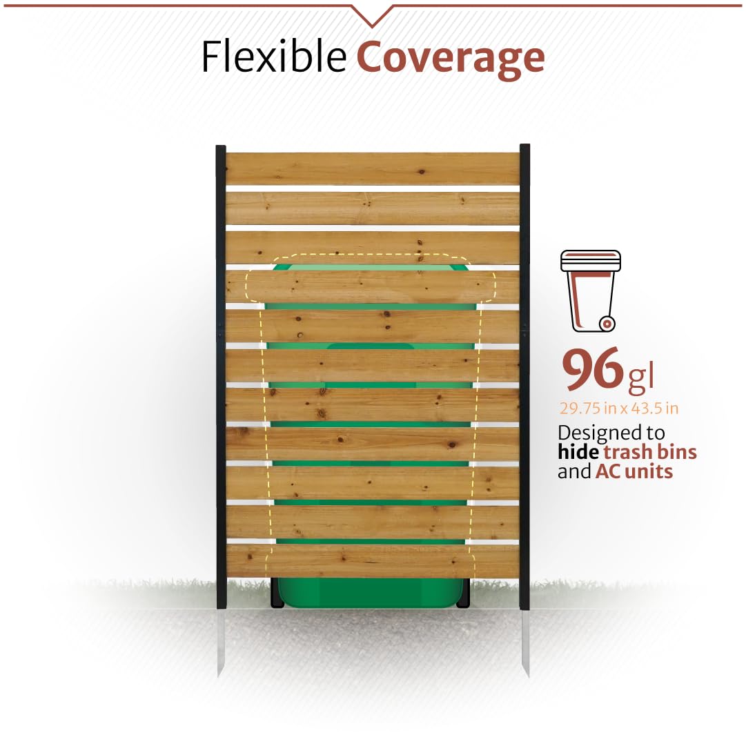 5ft H x 3.2ft W (1 Panel) No Dig Enclo Concord Cedar Wood Privacy Screen, Great to Hide Trash Cans, Decorative Patio Privacy Screen, Outdoor Fence, Air Conditioner Fence, EC18022